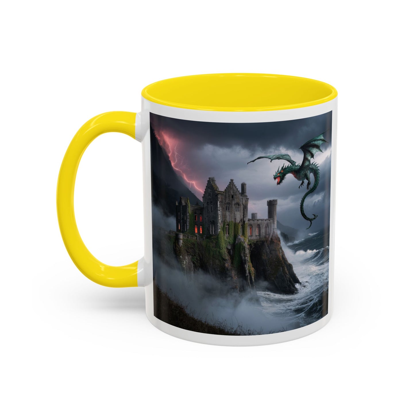 Fantasy Dragon Accent Coffee Mug, Unique Coffee Cup, Magical Gift for Dragon Lovers, Birthday Present, Home Decor for Fantasy Fans