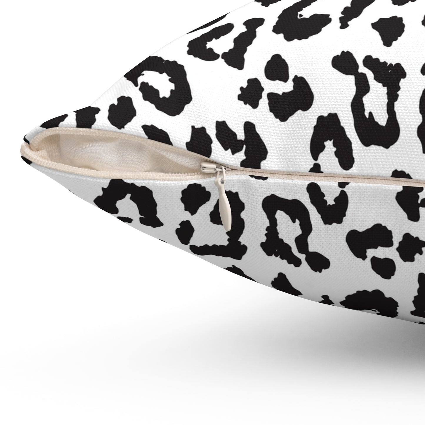 Black & White Leopard Print Square Pillow — Animal Print Decorative Throw Pillow