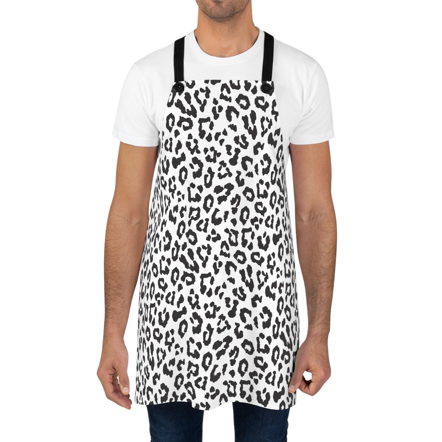 Black & White Leopard Print Apron — Stylish Animal-Print Kitchen Apron