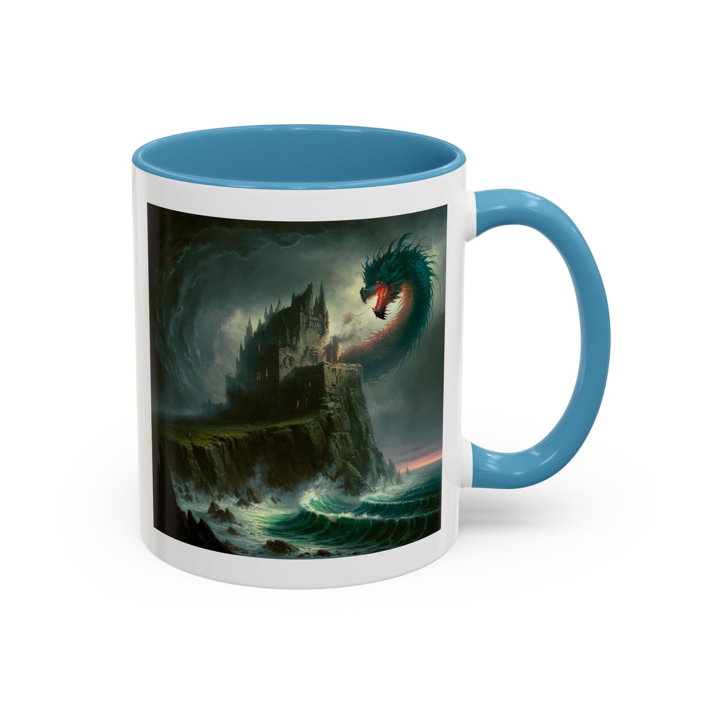 Fantasy Dragon Accent Coffee Mug – Unique Art for Gift Giving, Home Decor, Office Vibes, Halloween, etc.