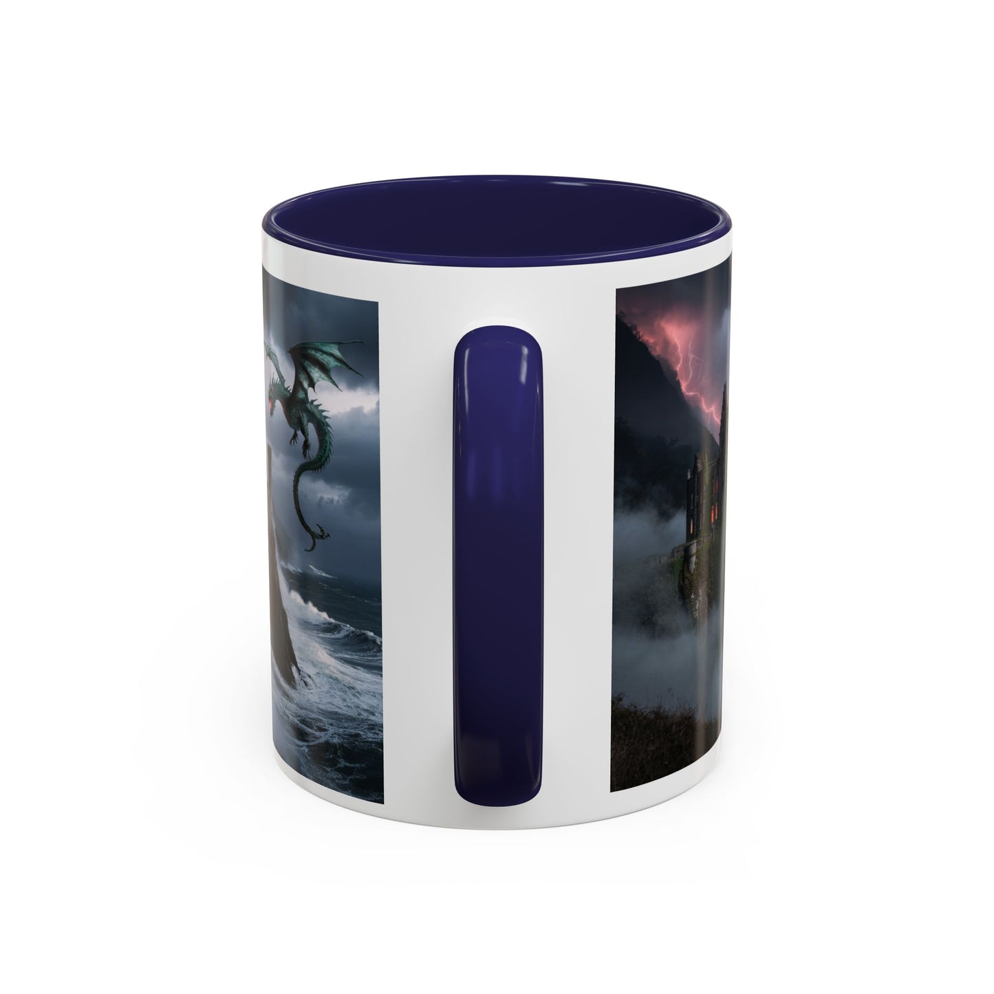 Fantasy Dragon Accent Coffee Mug, Unique Coffee Cup, Magical Gift for Dragon Lovers, Birthday Present, Home Decor for Fantasy Fans