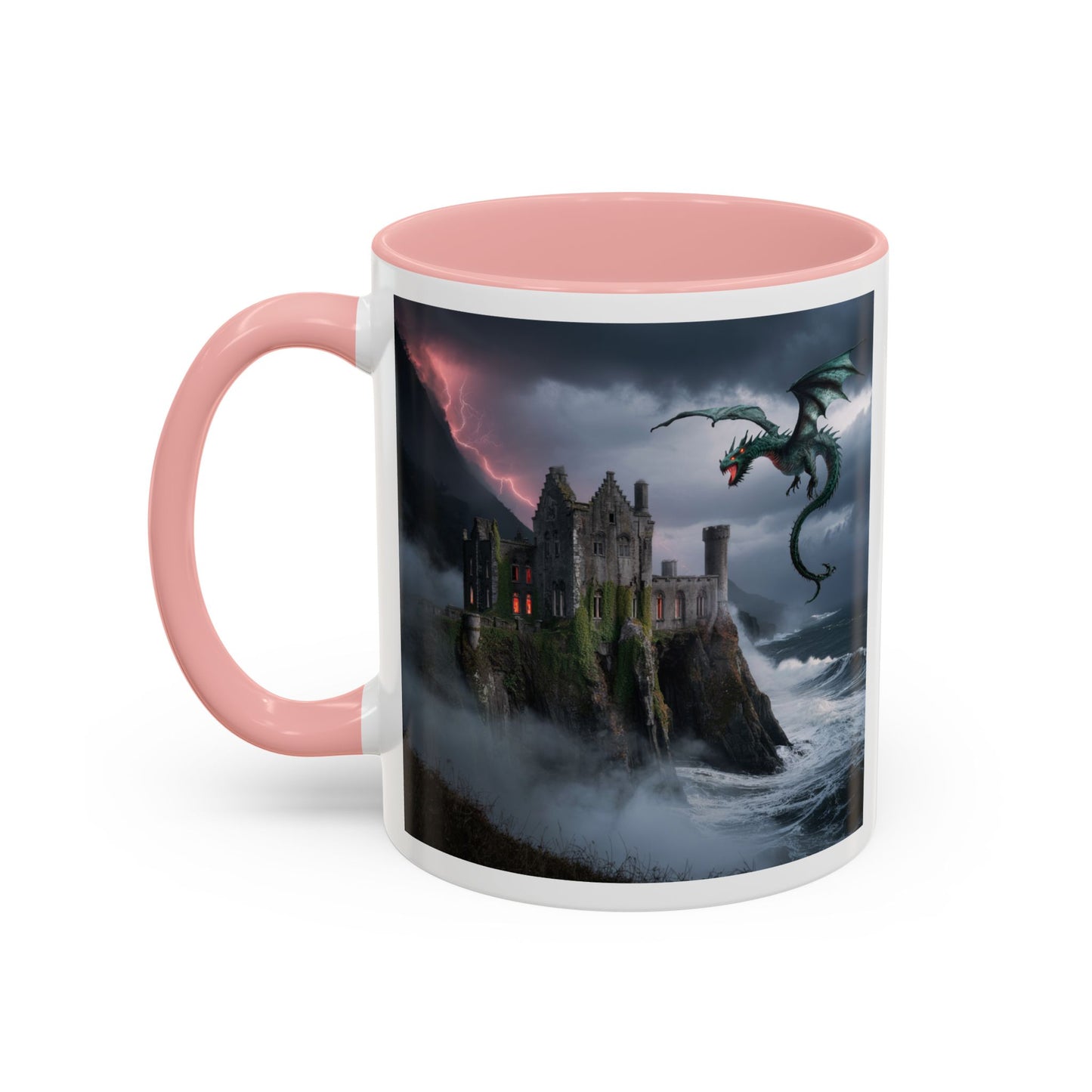 Fantasy Dragon Accent Coffee Mug, Unique Coffee Cup, Magical Gift for Dragon Lovers, Birthday Present, Home Decor for Fantasy Fans