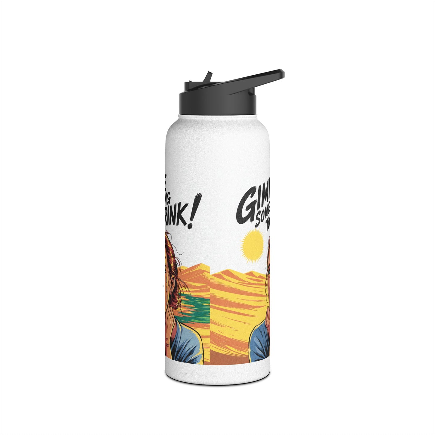 Insulated Water Bottle — "Gimme Something to Drink!" Retro Comic Design