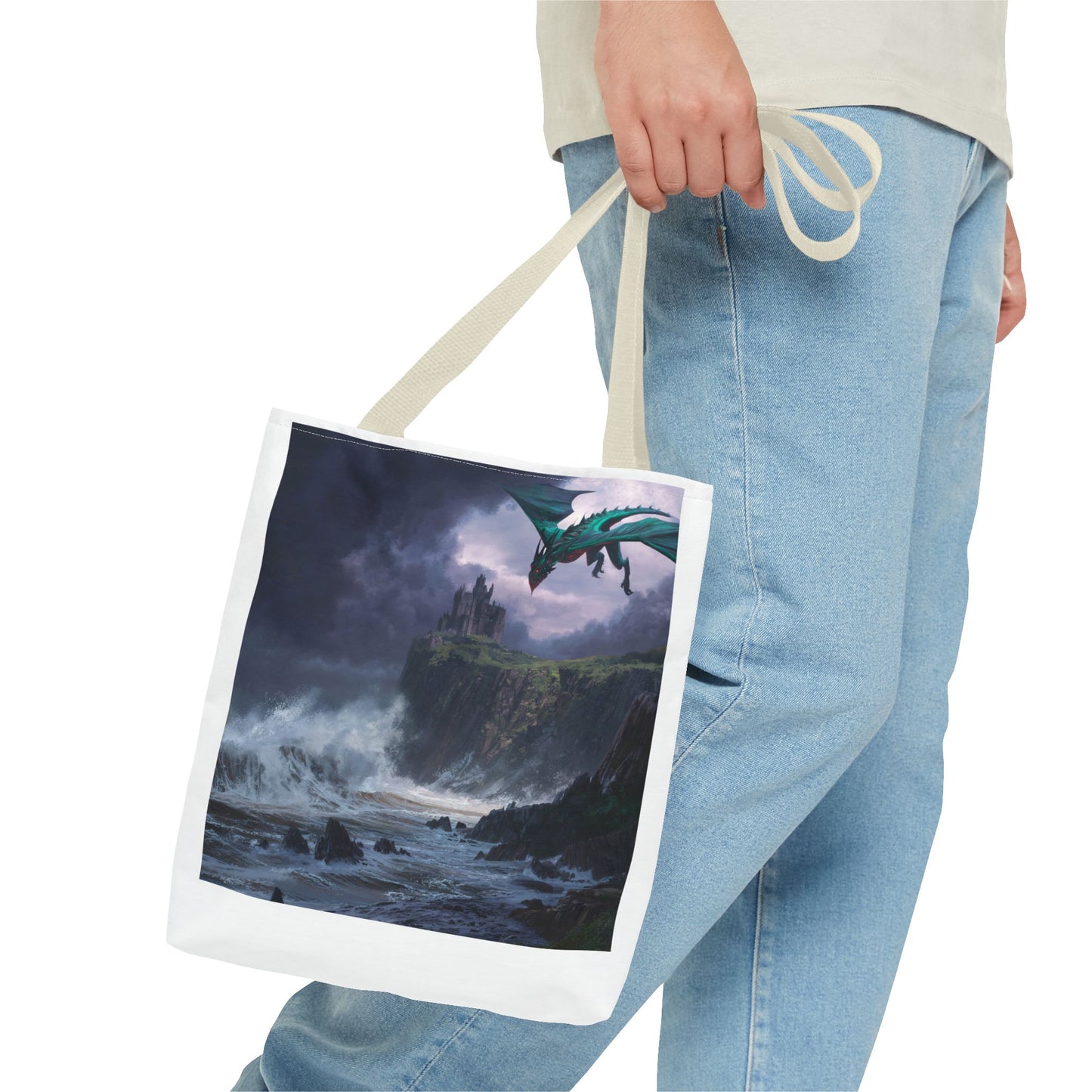 Fantasy Dragon Tote Bag, Magical Beach Bag, Art Tote, Gift for Fantasy Lovers, Mythical Creature Bag, Eco-Friendly Tote