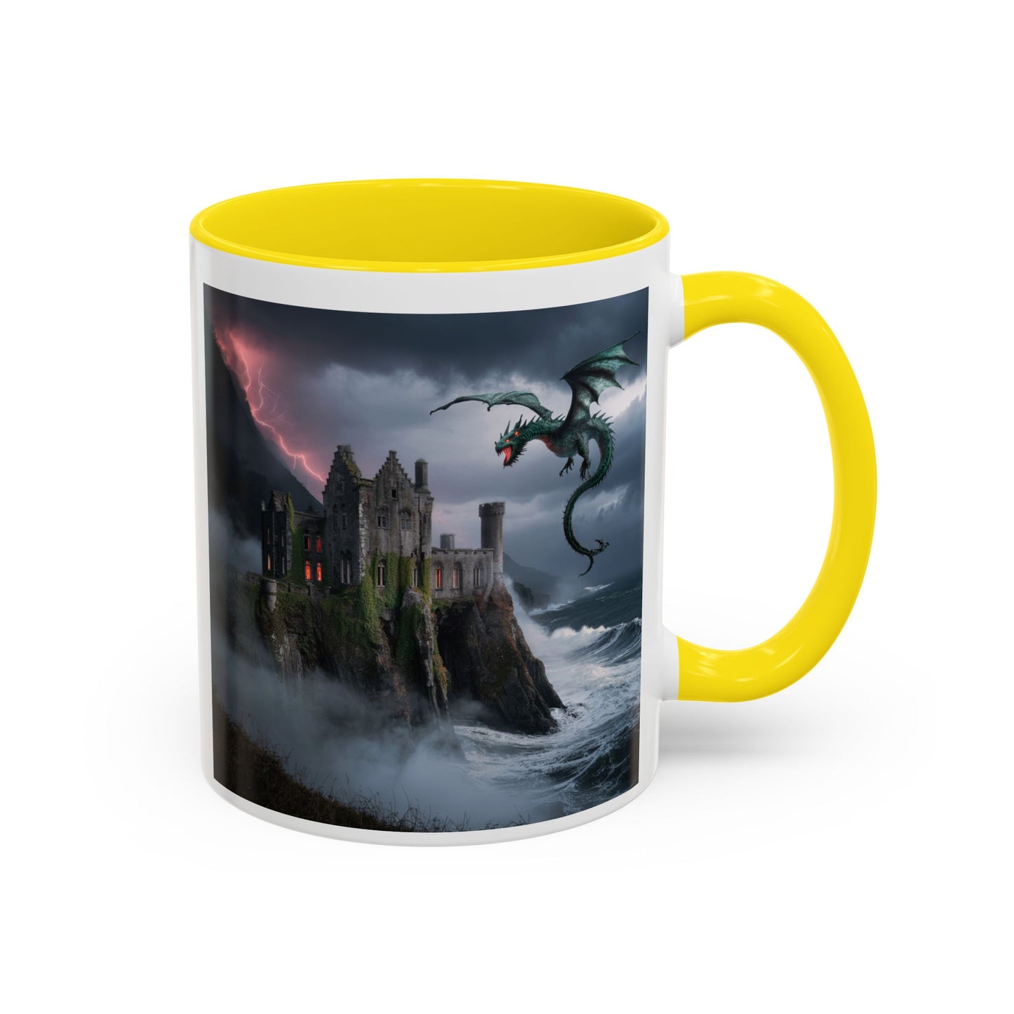 Fantasy Dragon Accent Coffee Mug, Unique Coffee Cup, Magical Gift for Dragon Lovers, Birthday Present, Home Decor for Fantasy Fans
