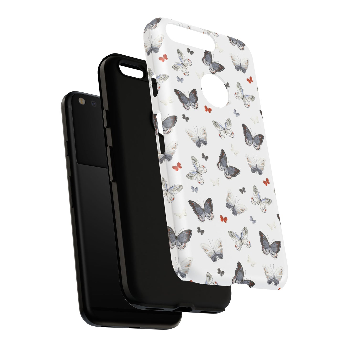 Funda resistente con estampado de mariposas para Google — Protector floral blanco