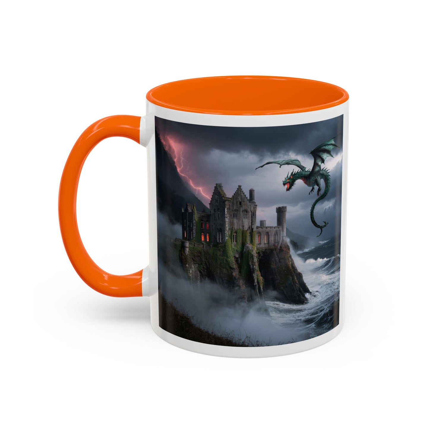 Fantasy Dragon Accent Coffee Mug, Unique Coffee Cup, Magical Gift for Dragon Lovers, Birthday Present, Home Decor for Fantasy Fans