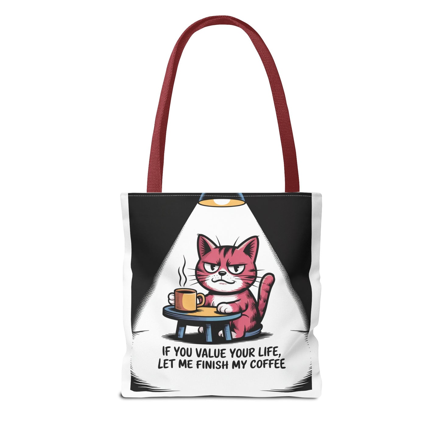 Coffee Lover's Cat Tote Bag, Funny Cat Art, Pet Owner Gift, Coffee Addict Bag, Quirky Tote for Cat Lovers, Cute Cat Tote