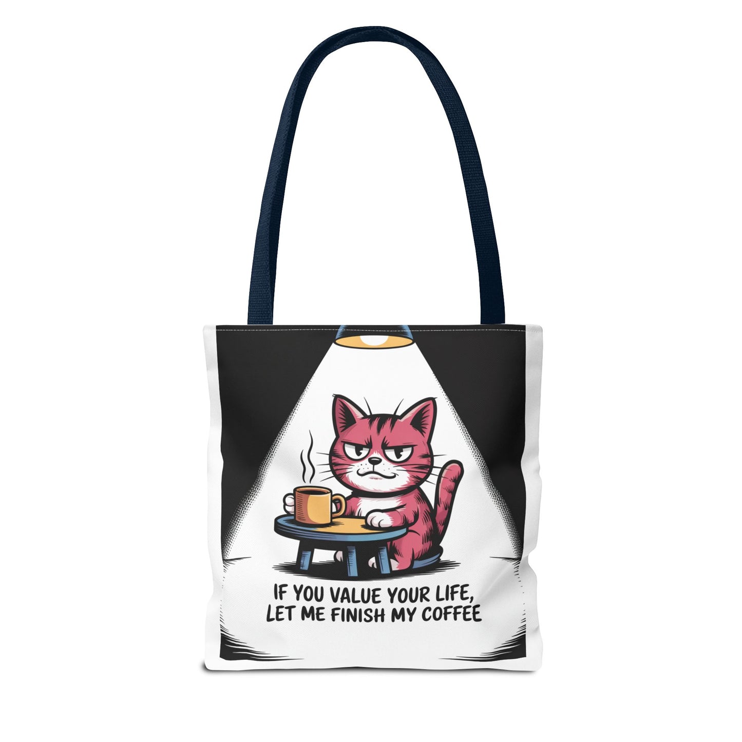 Coffee Lover's Cat Tote Bag, Funny Cat Art, Pet Owner Gift, Coffee Addict Bag, Quirky Tote for Cat Lovers, Cute Cat Tote