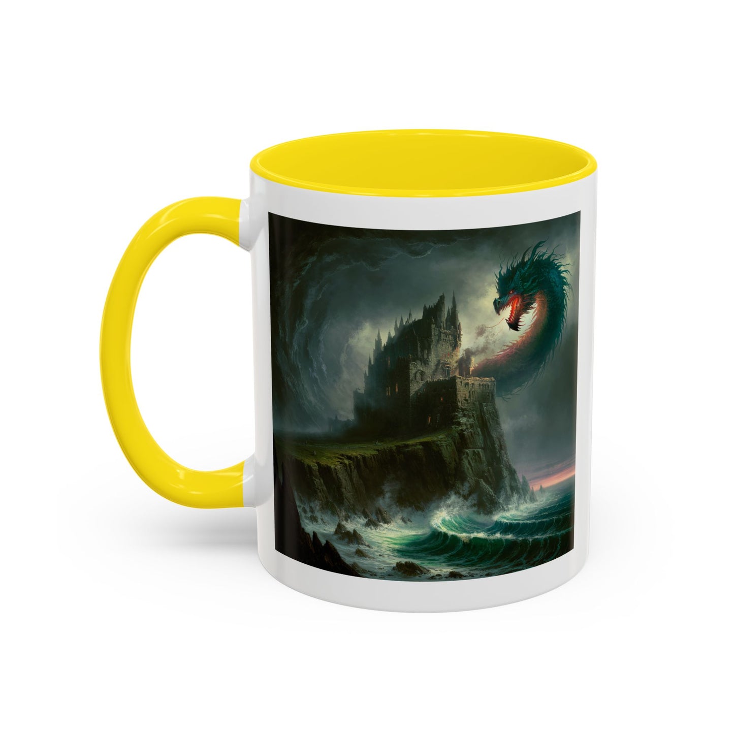 Fantasy Dragon Accent Coffee Mug – Unique Art for Gift Giving, Home Decor, Office Vibes, Halloween, etc.