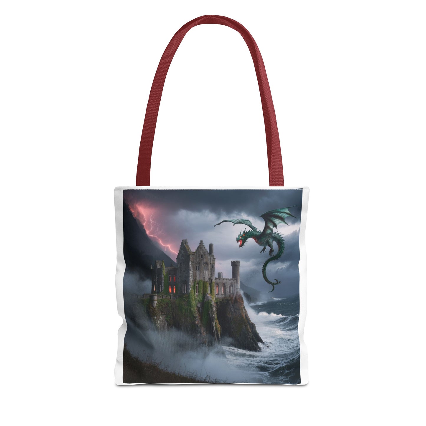 Fantasy Dragon Tote Bag, Magical Castle Design, Perfect for Gifts, Everyday Use, Shopping, Adventure Enthusiasts, Eco-Friendly Style
