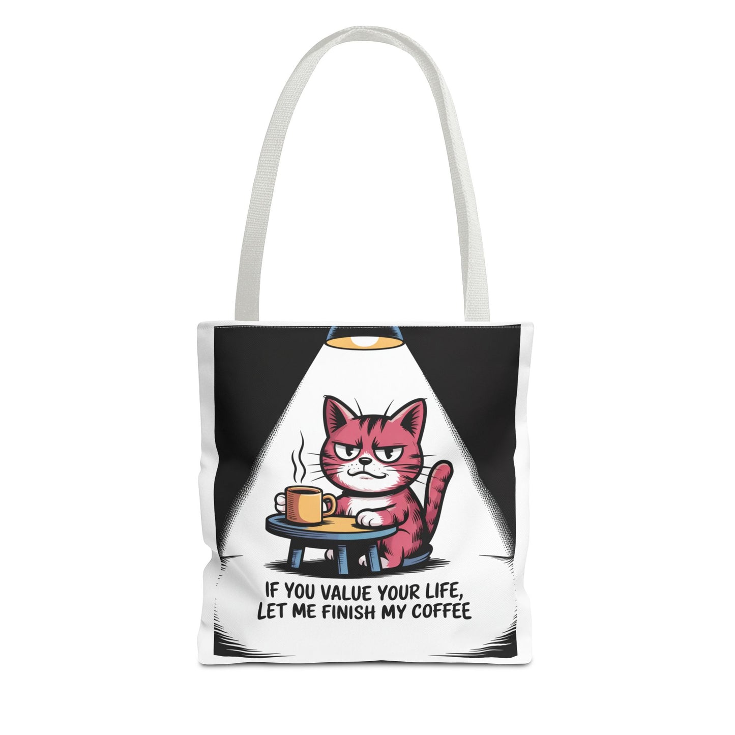 Coffee Lover's Cat Tote Bag, Funny Cat Art, Pet Owner Gift, Coffee Addict Bag, Quirky Tote for Cat Lovers, Cute Cat Tote