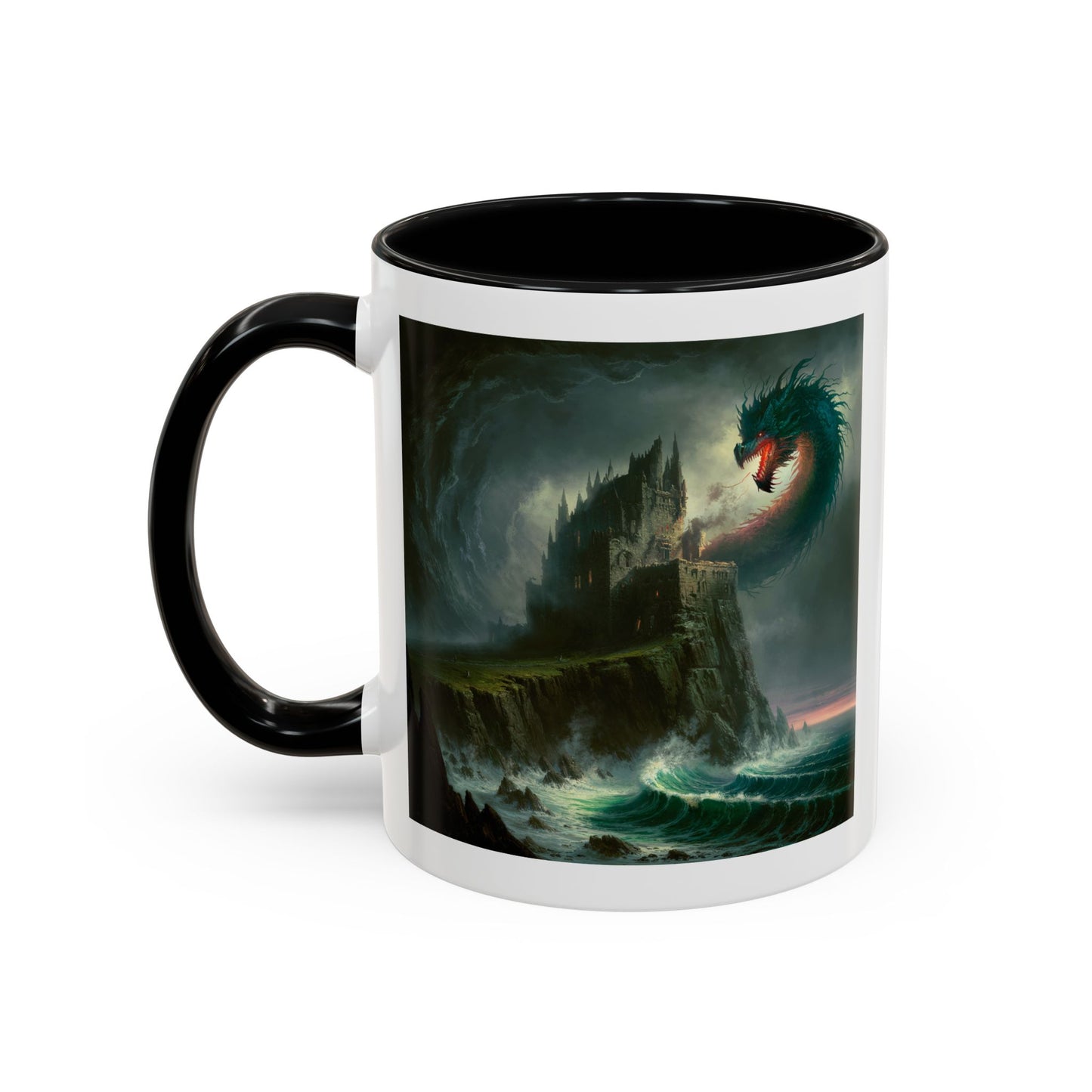 Fantasy Dragon Accent Coffee Mug – Unique Art for Gift Giving, Home Decor, Office Vibes, Halloween, etc.