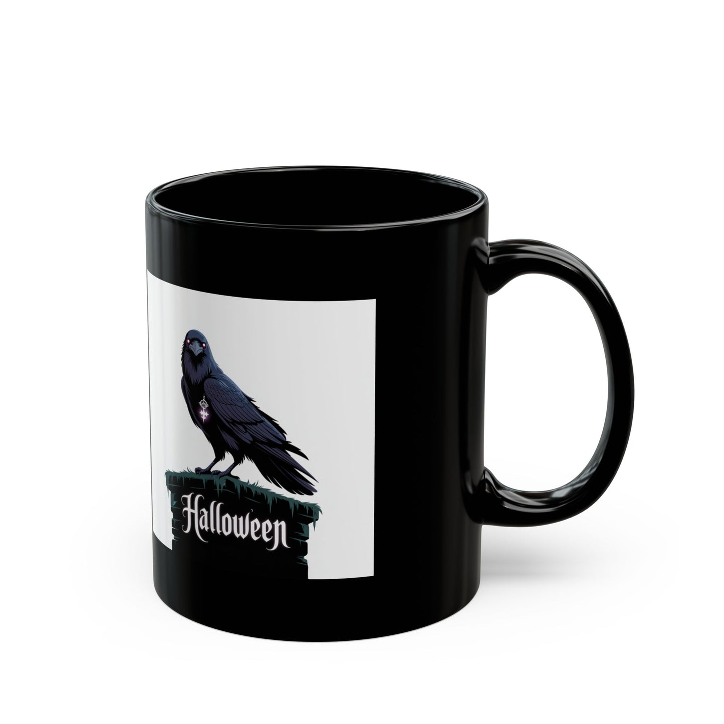 Halloween Raven Black Mug - Perfect for Spooky Season, Unique Gift, Coffee Lover, Holiday Decor, Halloween Enthusiast