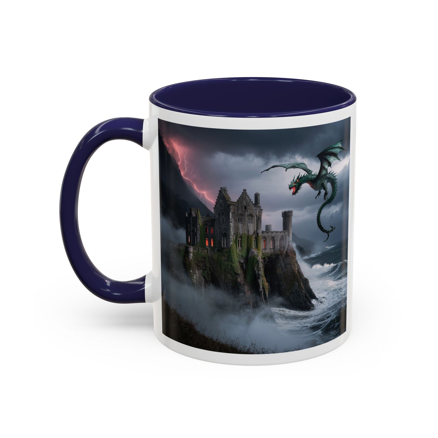 Fantasy Dragon Accent Coffee Mug, Unique Coffee Cup, Magical Gift for Dragon Lovers, Birthday Present, Home Decor for Fantasy Fans