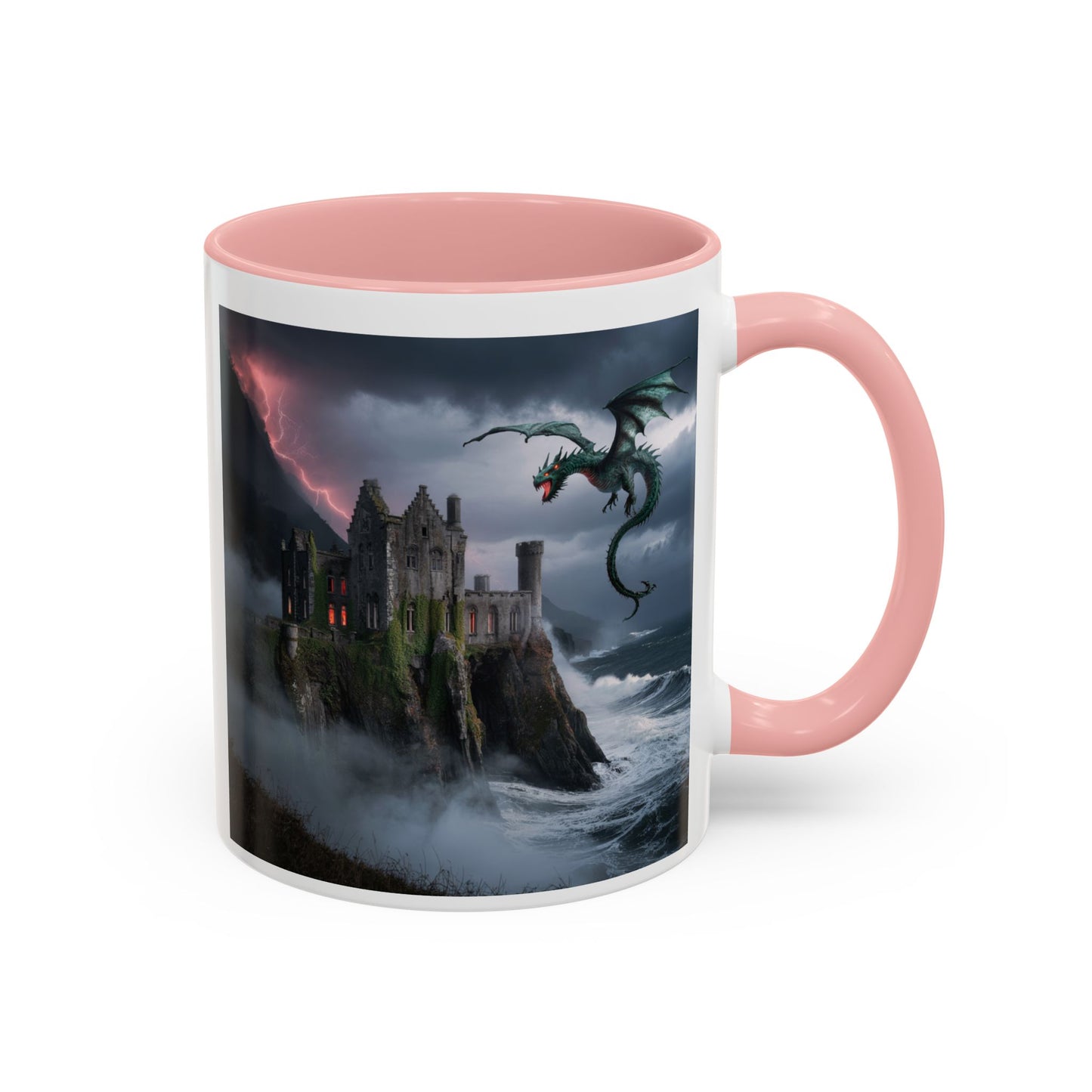 Fantasy Dragon Accent Coffee Mug, Unique Coffee Cup, Magical Gift for Dragon Lovers, Birthday Present, Home Decor for Fantasy Fans