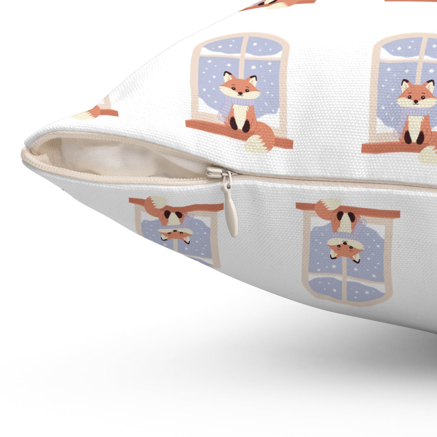 Cozy Window Cat Pattern Pillow — Winter Cat Decorative Throw