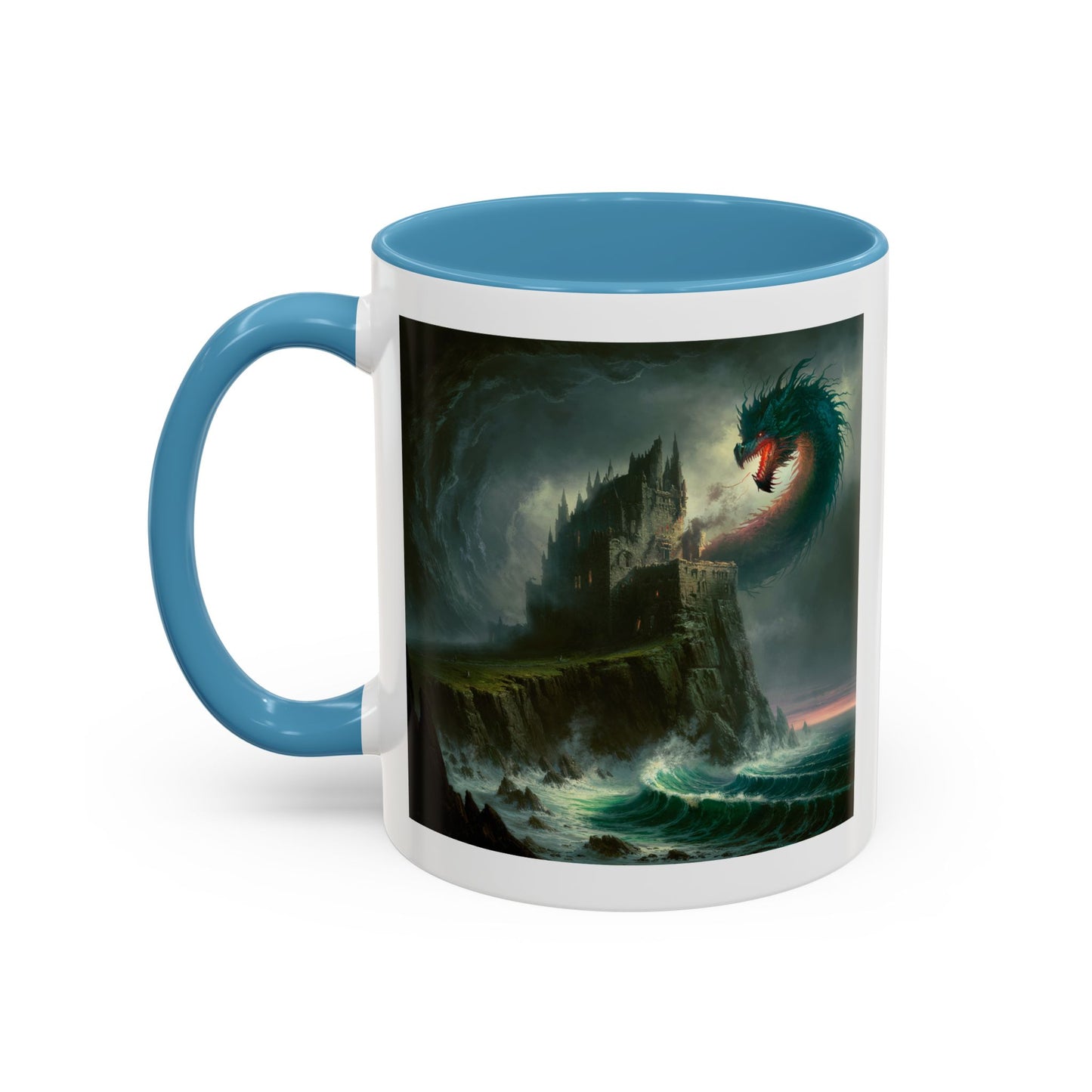 Fantasy Dragon Accent Coffee Mug – Unique Art for Gift Giving, Home Decor, Office Vibes, Halloween, etc.