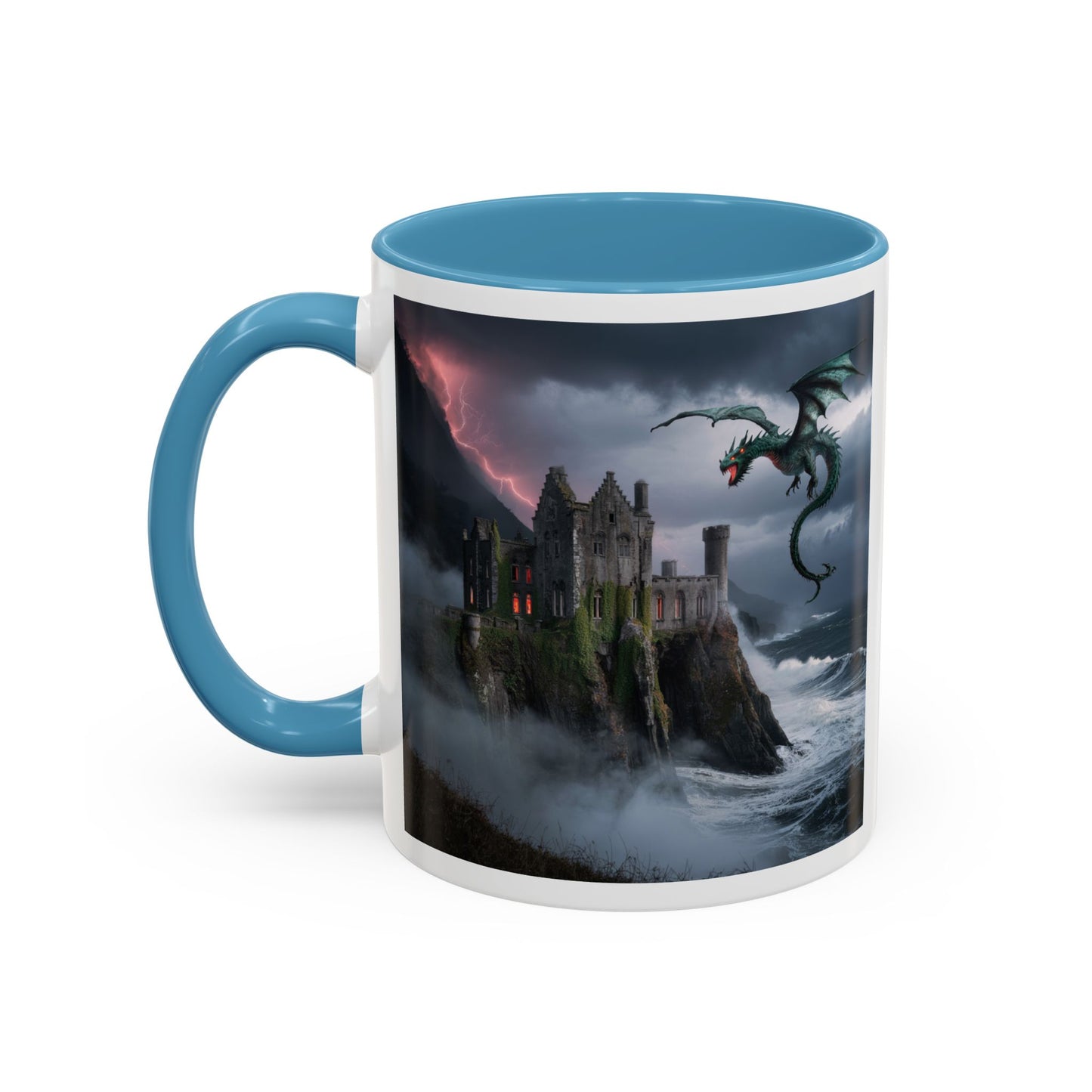 Fantasy Dragon Accent Coffee Mug, Unique Coffee Cup, Magical Gift for Dragon Lovers, Birthday Present, Home Decor for Fantasy Fans