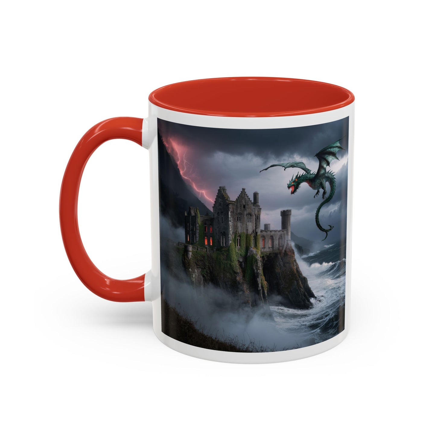 Fantasy Dragon Accent Coffee Mug, Unique Coffee Cup, Magical Gift for Dragon Lovers, Birthday Present, Home Decor for Fantasy Fans