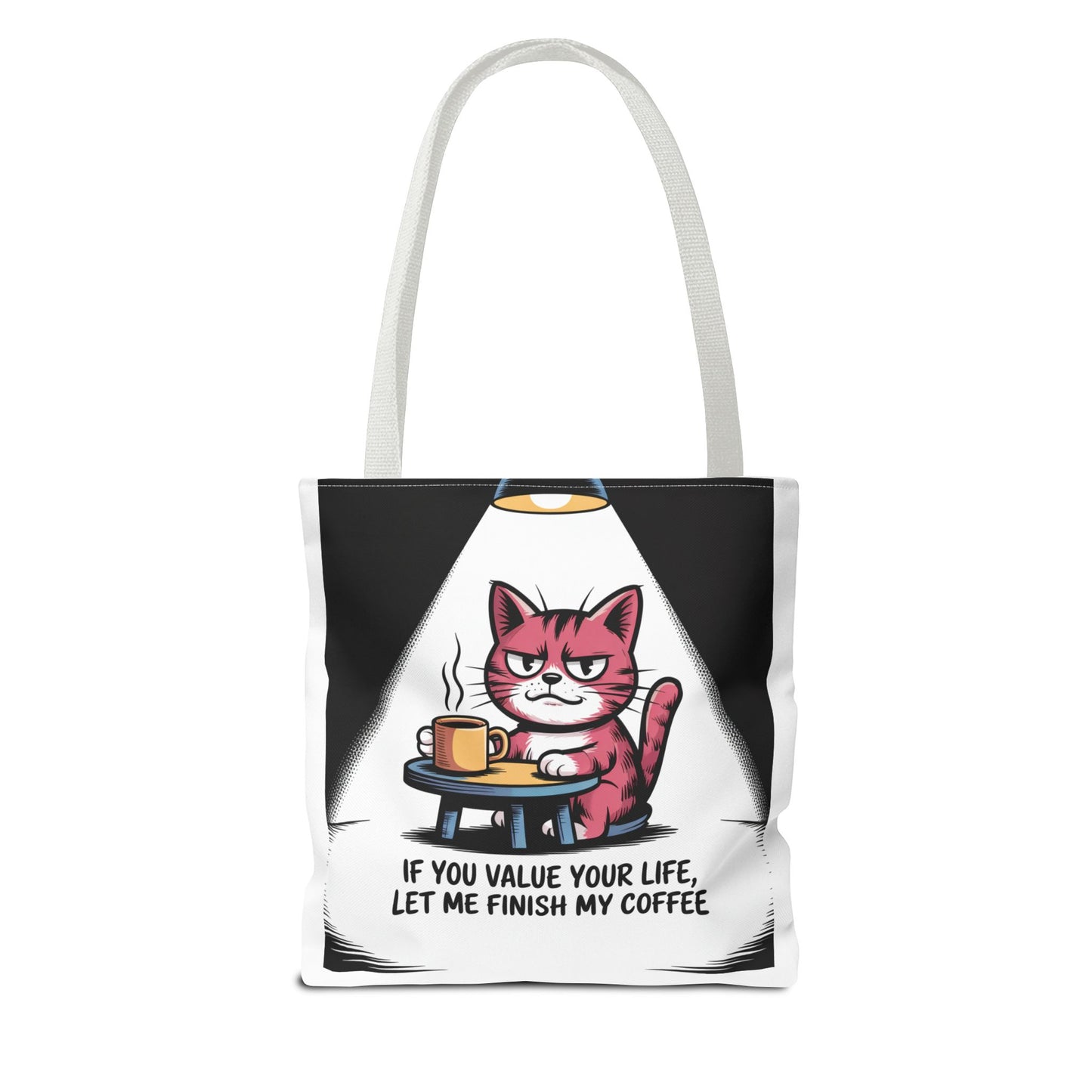 Coffee Lover's Cat Tote Bag, Funny Cat Art, Pet Owner Gift, Coffee Addict Bag, Quirky Tote for Cat Lovers, Cute Cat Tote
