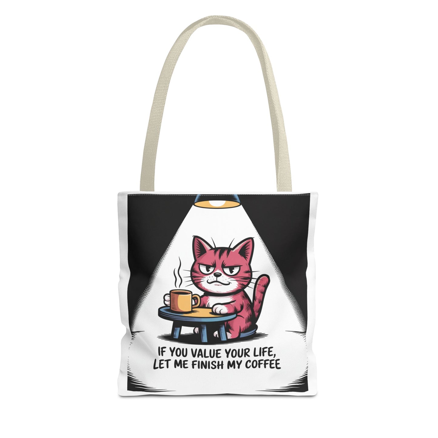 Coffee Lover's Cat Tote Bag, Funny Cat Art, Pet Owner Gift, Coffee Addict Bag, Quirky Tote for Cat Lovers, Cute Cat Tote
