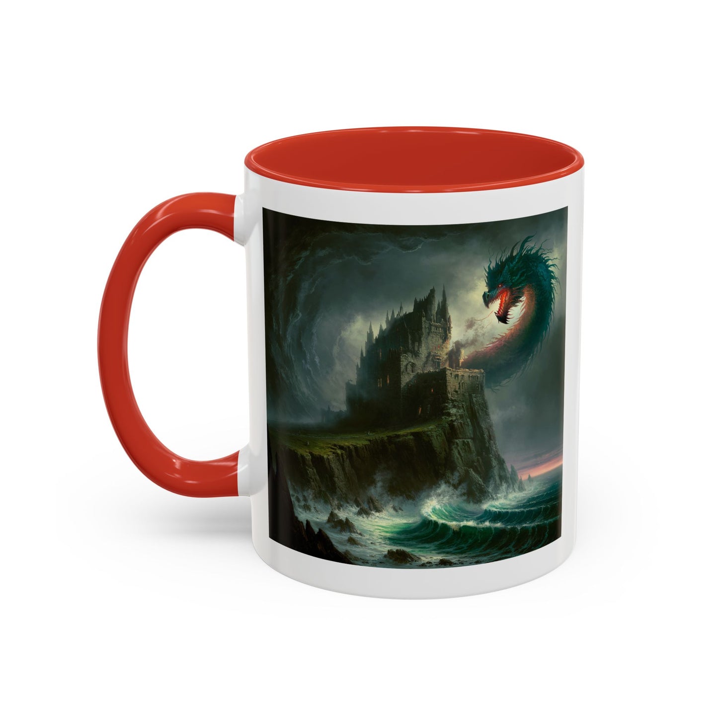 Fantasy Dragon Accent Coffee Mug – Unique Art for Gift Giving, Home Decor, Office Vibes, Halloween, etc.