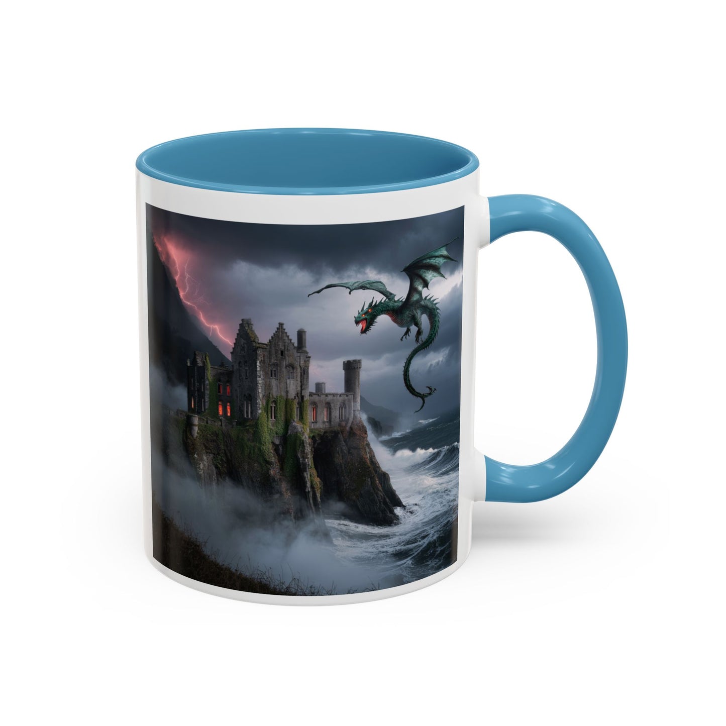 Fantasy Dragon Accent Coffee Mug, Unique Coffee Cup, Magical Gift for Dragon Lovers, Birthday Present, Home Decor for Fantasy Fans