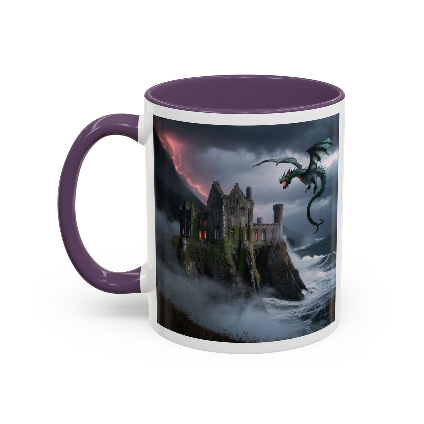 Fantasy Dragon Accent Coffee Mug, Unique Coffee Cup, Magical Gift for Dragon Lovers, Birthday Present, Home Decor for Fantasy Fans