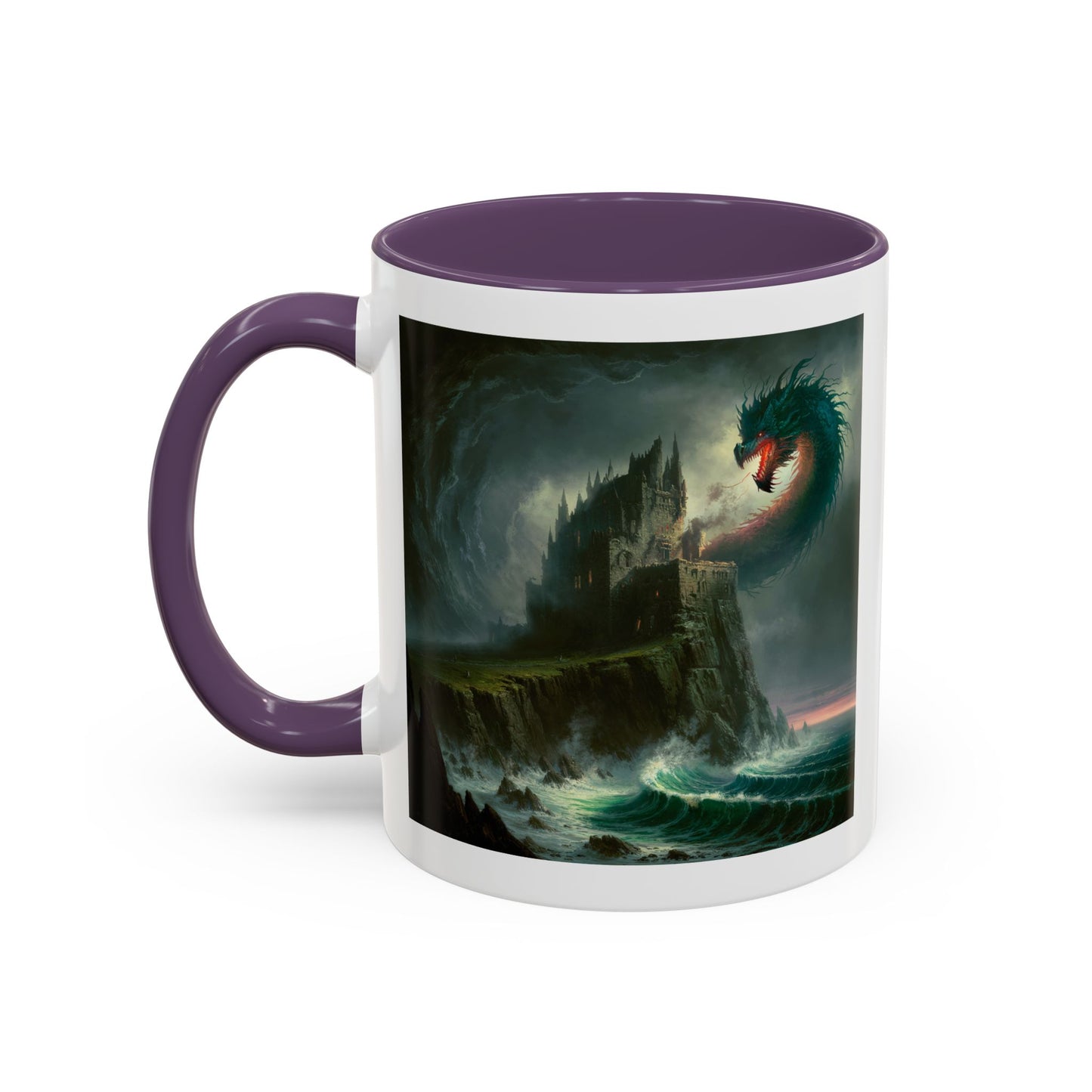 Fantasy Dragon Accent Coffee Mug – Unique Art for Gift Giving, Home Decor, Office Vibes, Halloween, etc.