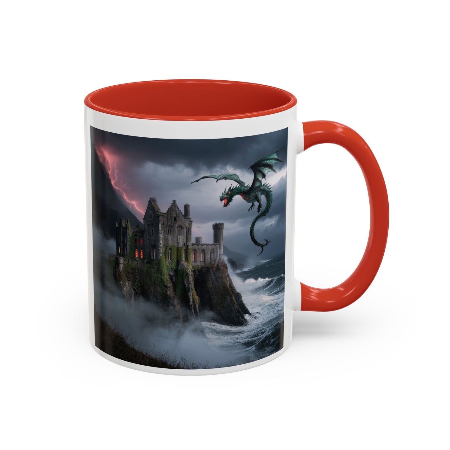Fantasy Dragon Accent Coffee Mug, Unique Coffee Cup, Magical Gift for Dragon Lovers, Birthday Present, Home Decor for Fantasy Fans