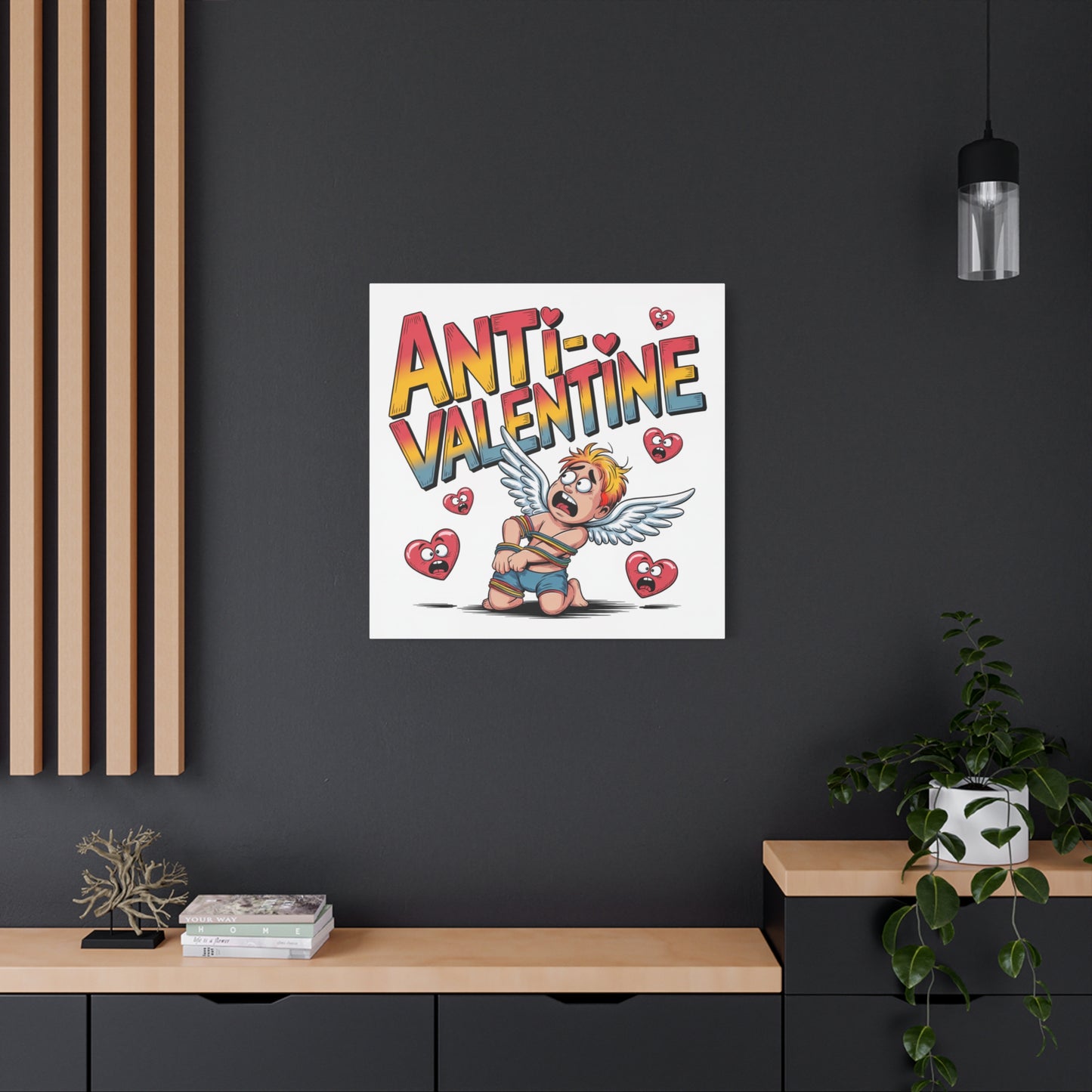 Anti-Valentine Canvas Wall Art — Funny Anti Cupid Stretched Matte Print