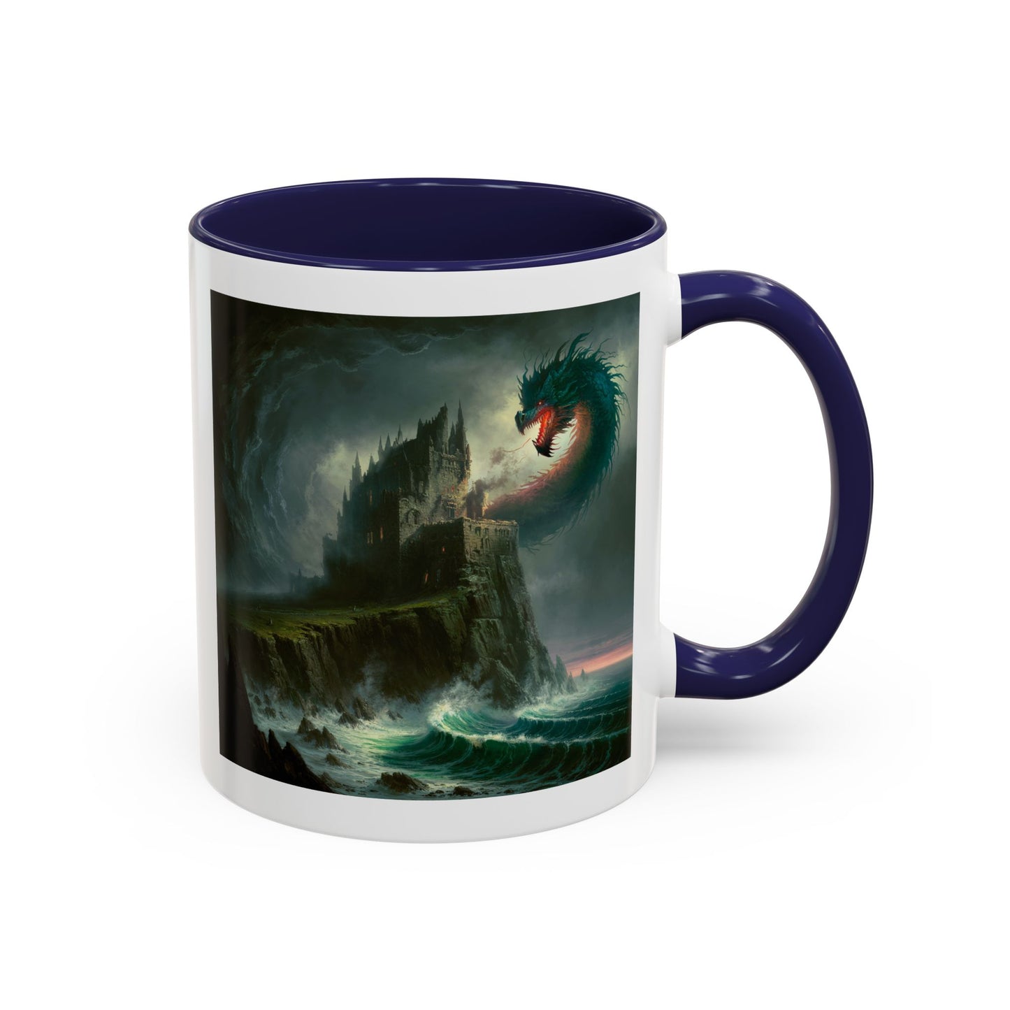 Fantasy Dragon Accent Coffee Mug – Unique Art for Gift Giving, Home Decor, Office Vibes, Halloween, etc.