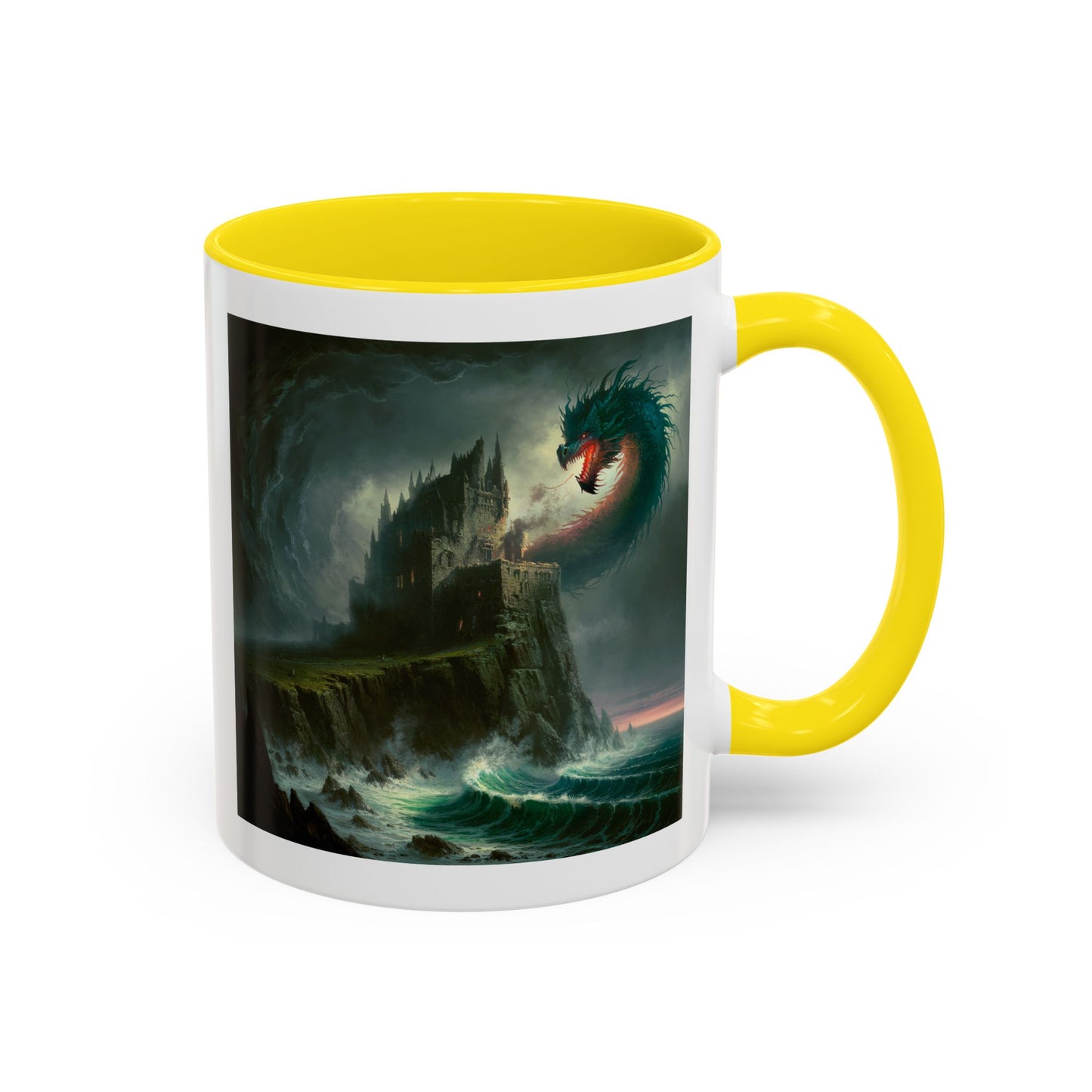Fantasy Dragon Accent Coffee Mug – Unique Art for Gift Giving, Home Decor, Office Vibes, Halloween, etc.