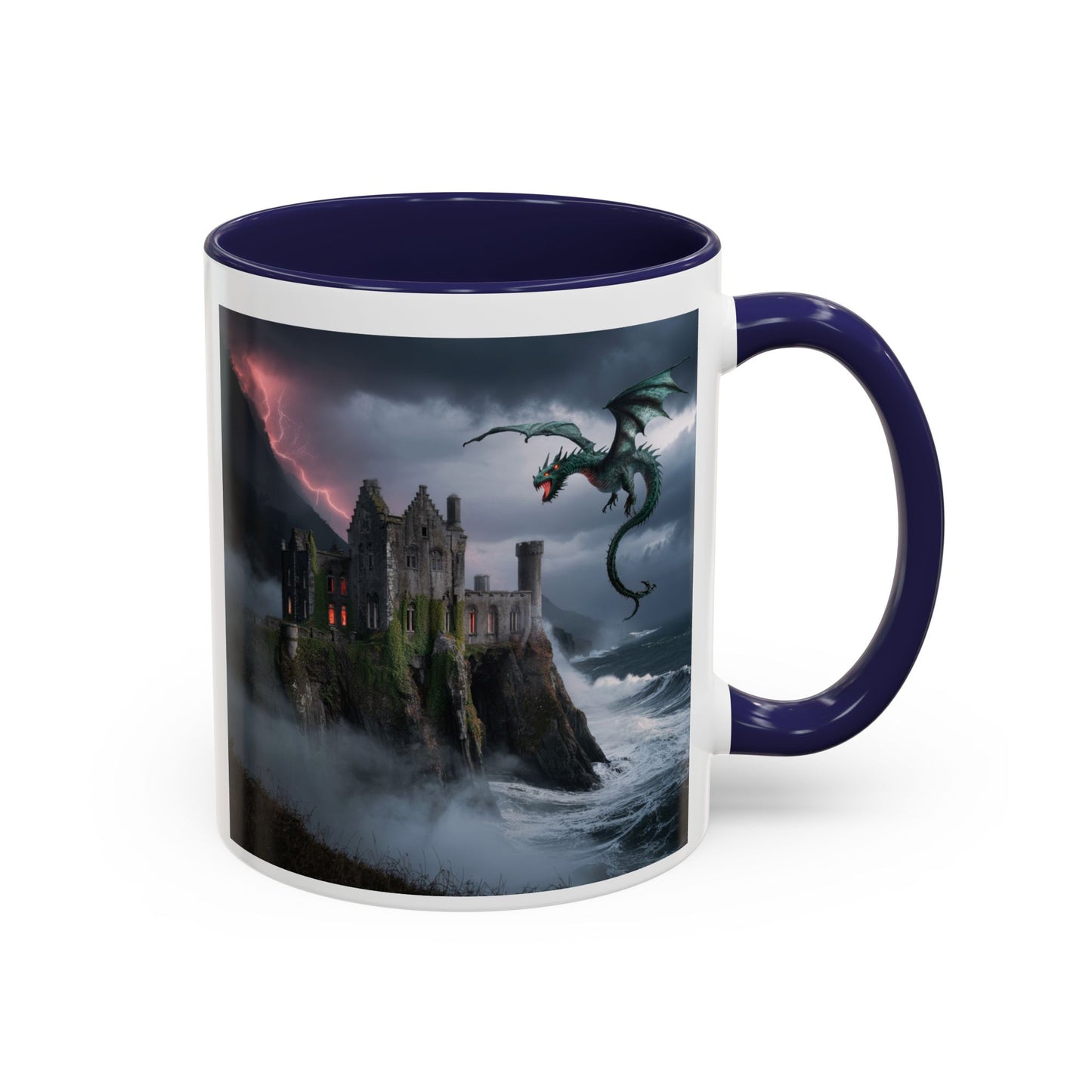 Fantasy Dragon Accent Coffee Mug, Unique Coffee Cup, Magical Gift for Dragon Lovers, Birthday Present, Home Decor for Fantasy Fans