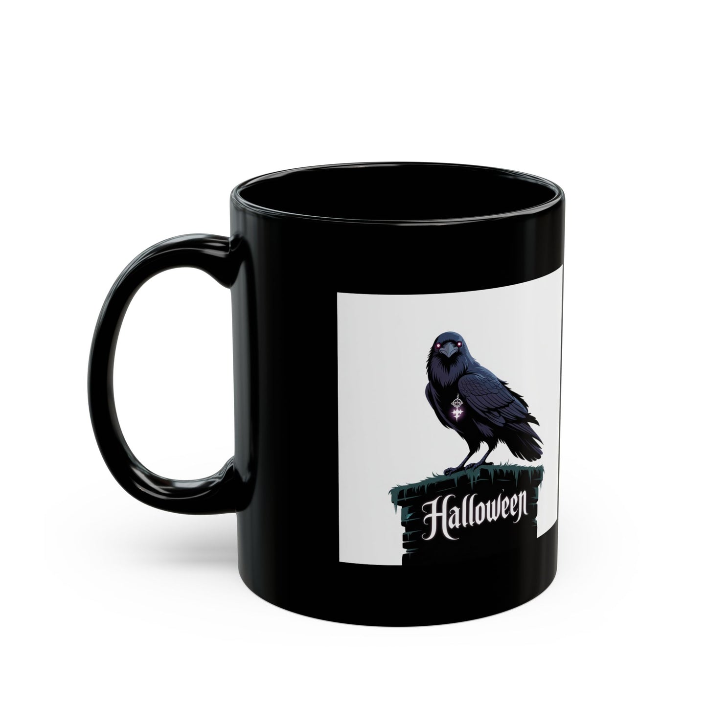 Halloween Raven Black Mug - Perfect for Spooky Season, Unique Gift, Coffee Lover, Holiday Decor, Halloween Enthusiast