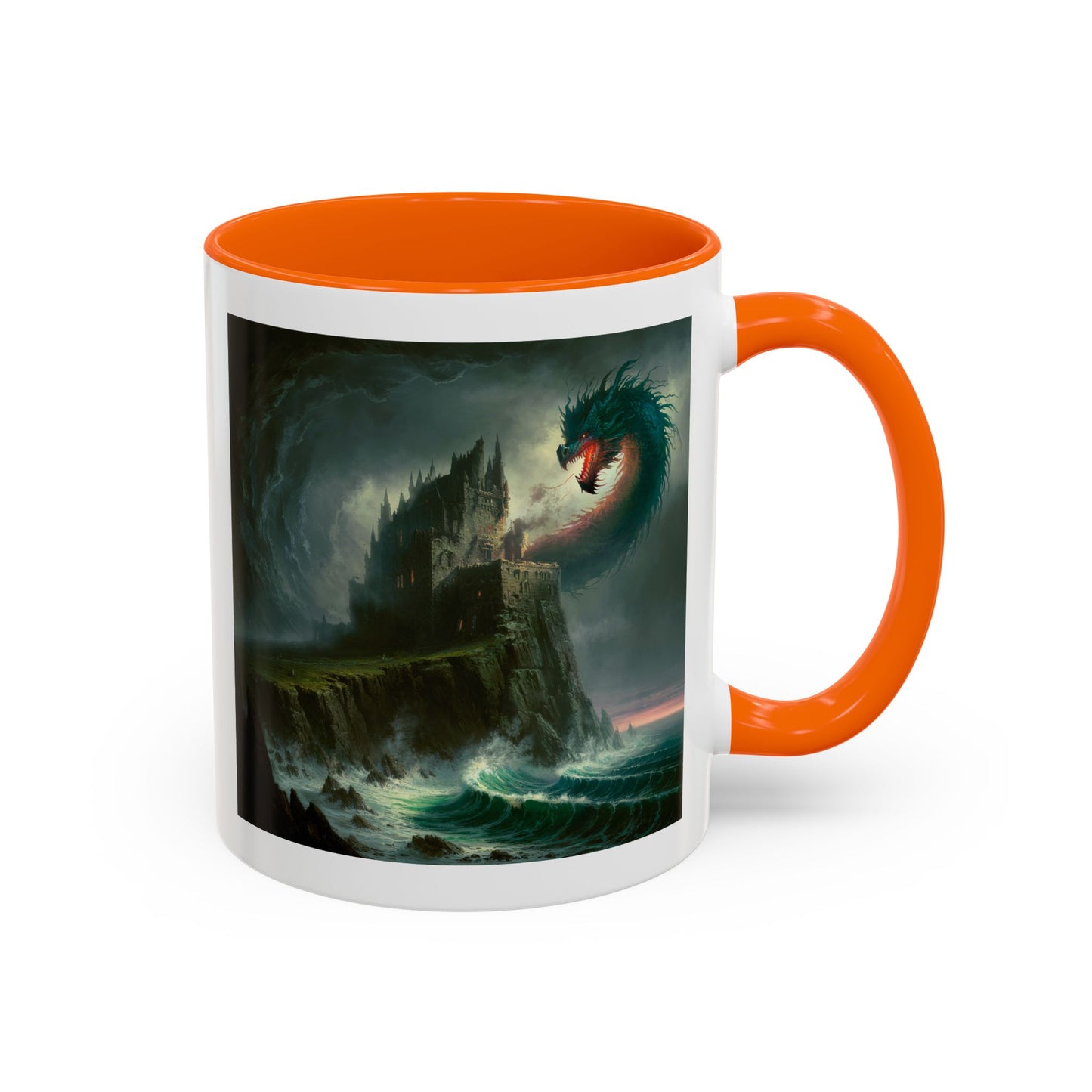 Fantasy Dragon Accent Coffee Mug – Unique Art for Gift Giving, Home Decor, Office Vibes, Halloween, etc.