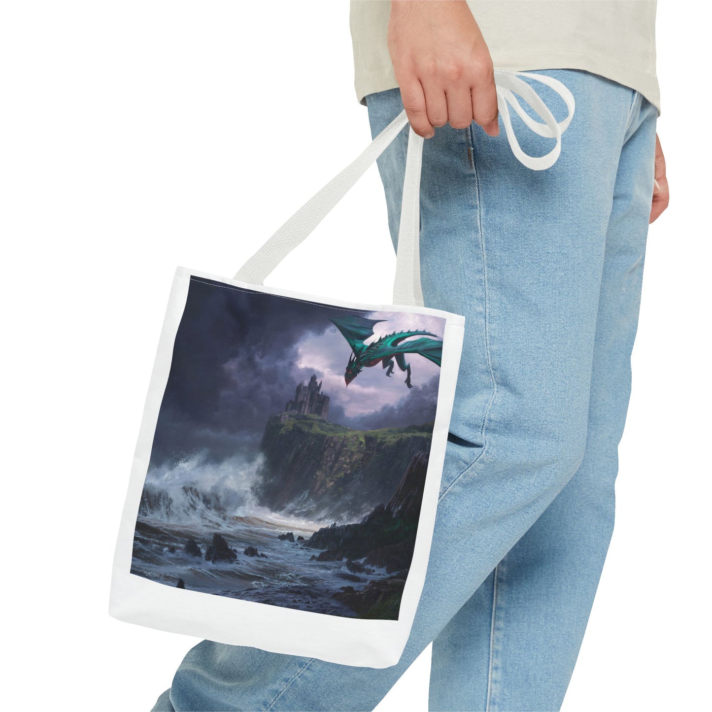 Fantasy Dragon Tote Bag, Magical Beach Bag, Art Tote, Gift for Fantasy Lovers, Mythical Creature Bag, Eco-Friendly Tote