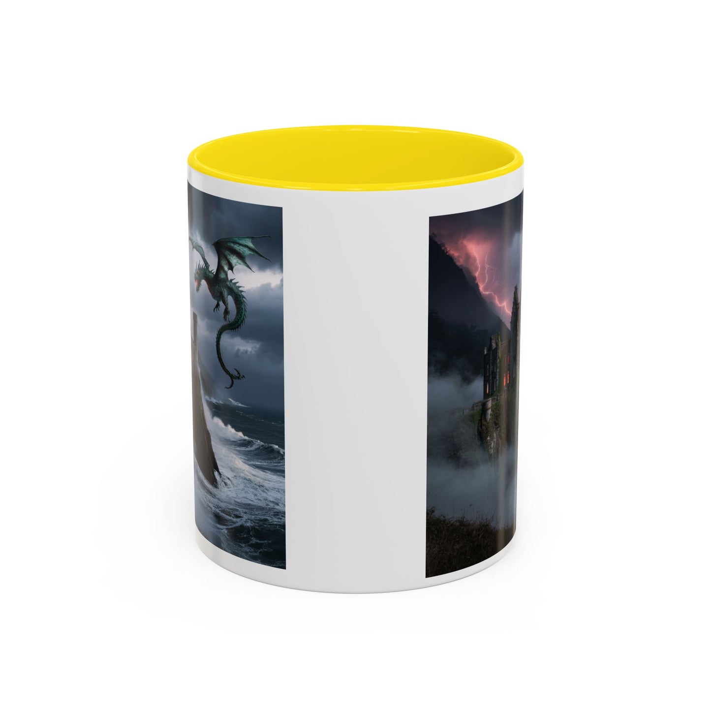 Fantasy Dragon Accent Coffee Mug, Unique Coffee Cup, Magical Gift for Dragon Lovers, Birthday Present, Home Decor for Fantasy Fans