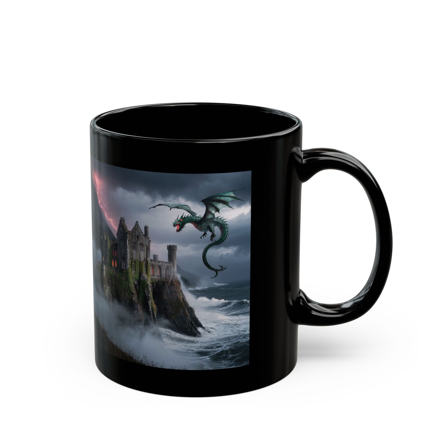 Fantasy Dragon Black Mug - Perfect for Gifts, Coffee Lovers, Halloween Decor, Themed Parties, Cosplay