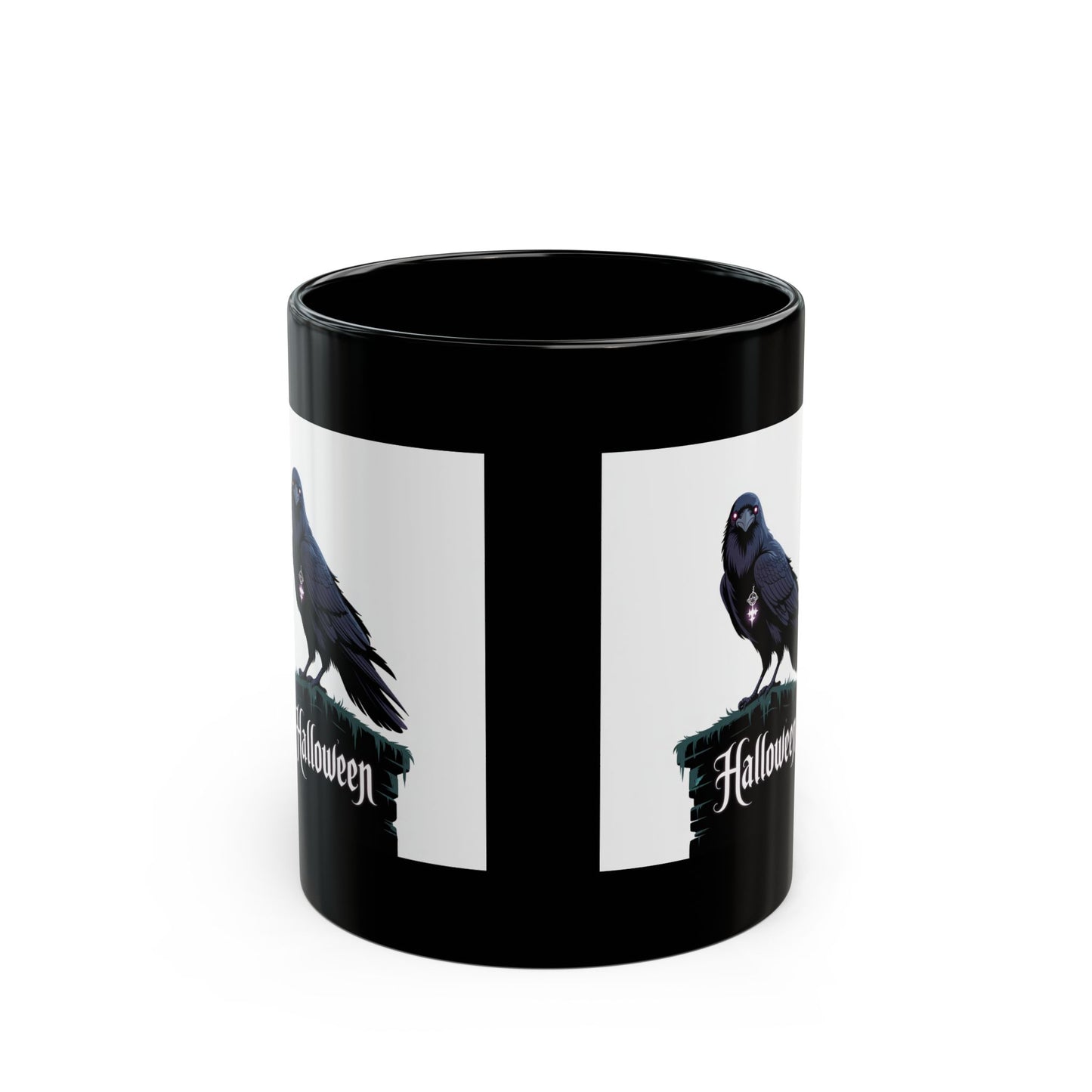 Halloween Raven Black Mug - Perfect for Spooky Season, Unique Gift, Coffee Lover, Holiday Decor, Halloween Enthusiast