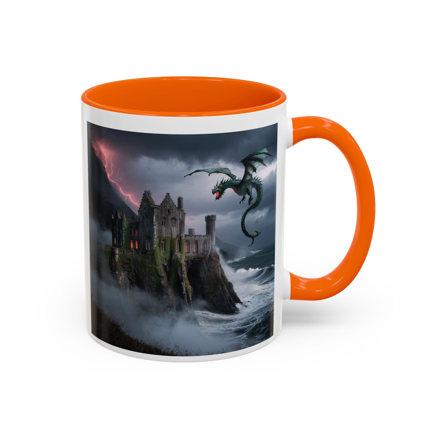 Fantasy Dragon Accent Coffee Mug, Unique Coffee Cup, Magical Gift for Dragon Lovers, Birthday Present, Home Decor for Fantasy Fans