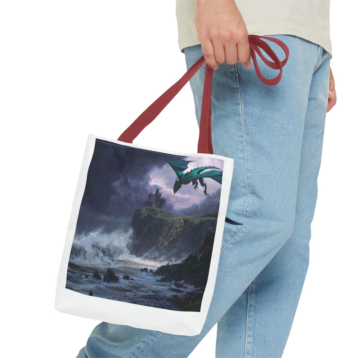 Fantasy Dragon Tote Bag, Magical Beach Bag, Art Tote, Gift for Fantasy Lovers, Mythical Creature Bag, Eco-Friendly Tote