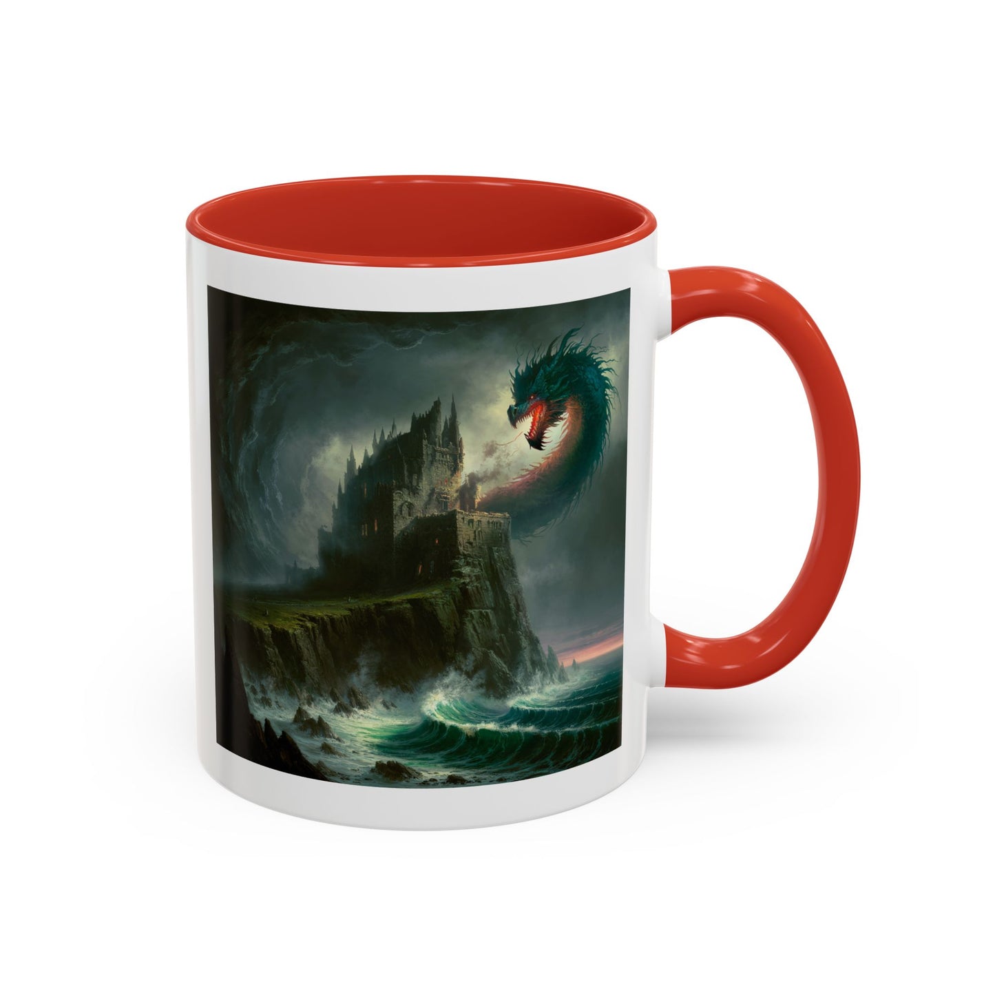 Fantasy Dragon Accent Coffee Mug – Unique Art for Gift Giving, Home Decor, Office Vibes, Halloween, etc.