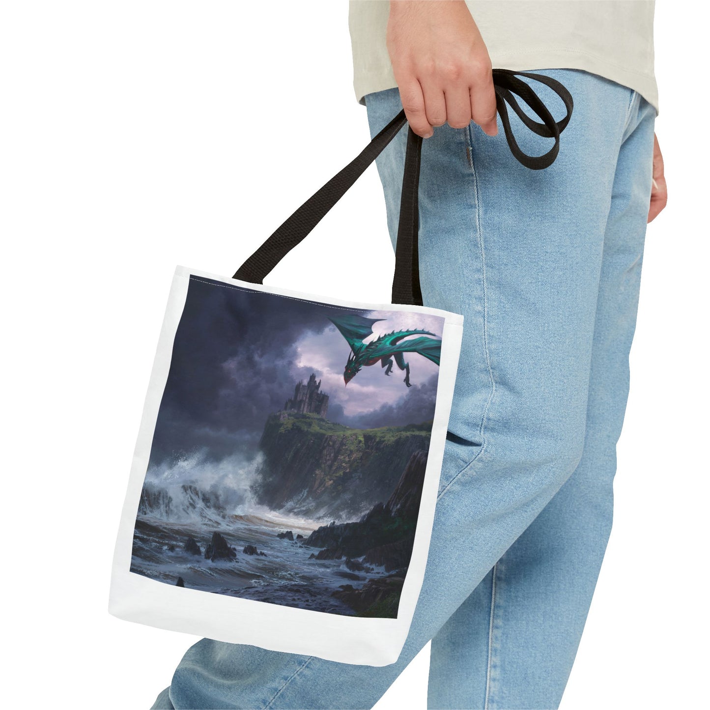Fantasy Dragon Tote Bag, Magical Beach Bag, Art Tote, Gift for Fantasy Lovers, Mythical Creature Bag, Eco-Friendly Tote