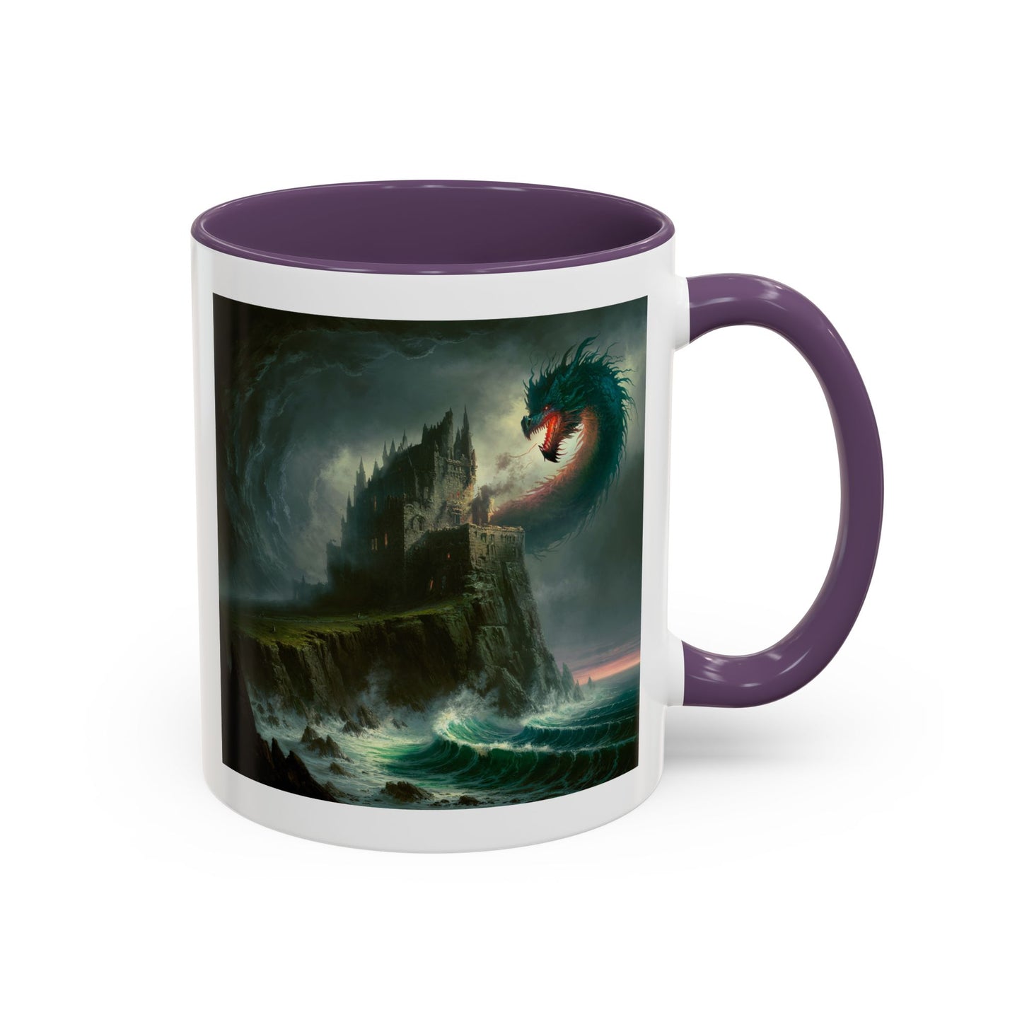 Fantasy Dragon Accent Coffee Mug – Unique Art for Gift Giving, Home Decor, Office Vibes, Halloween, etc.