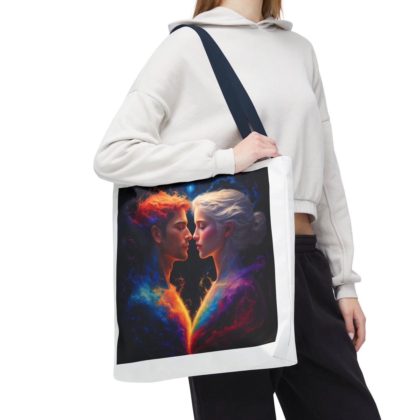 Cosmic Lovers Tote Bag — Fire & Ice Romantic Art AOP