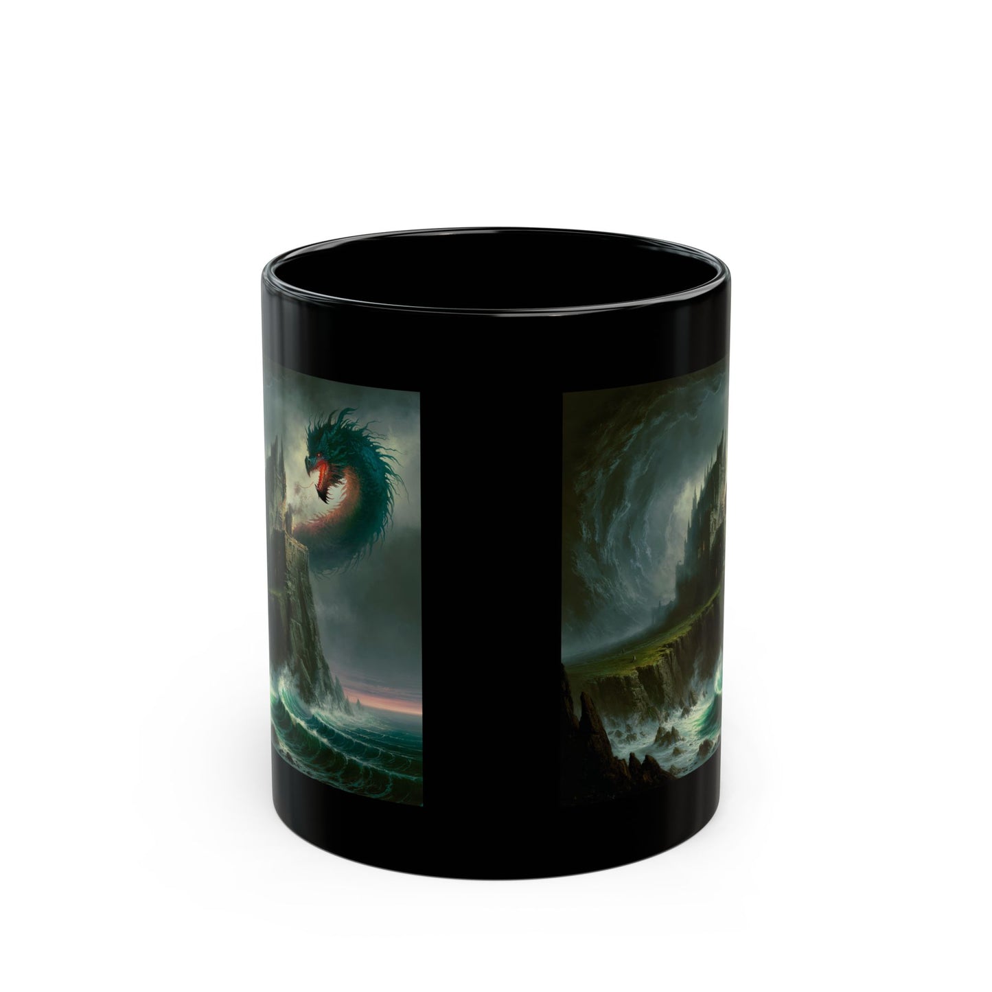Fantasy Dragon Black Mug | Unique Ceramic Coffee Cup for Potter Fans | Gift for Birthdays, Holidays, or Special Occasions