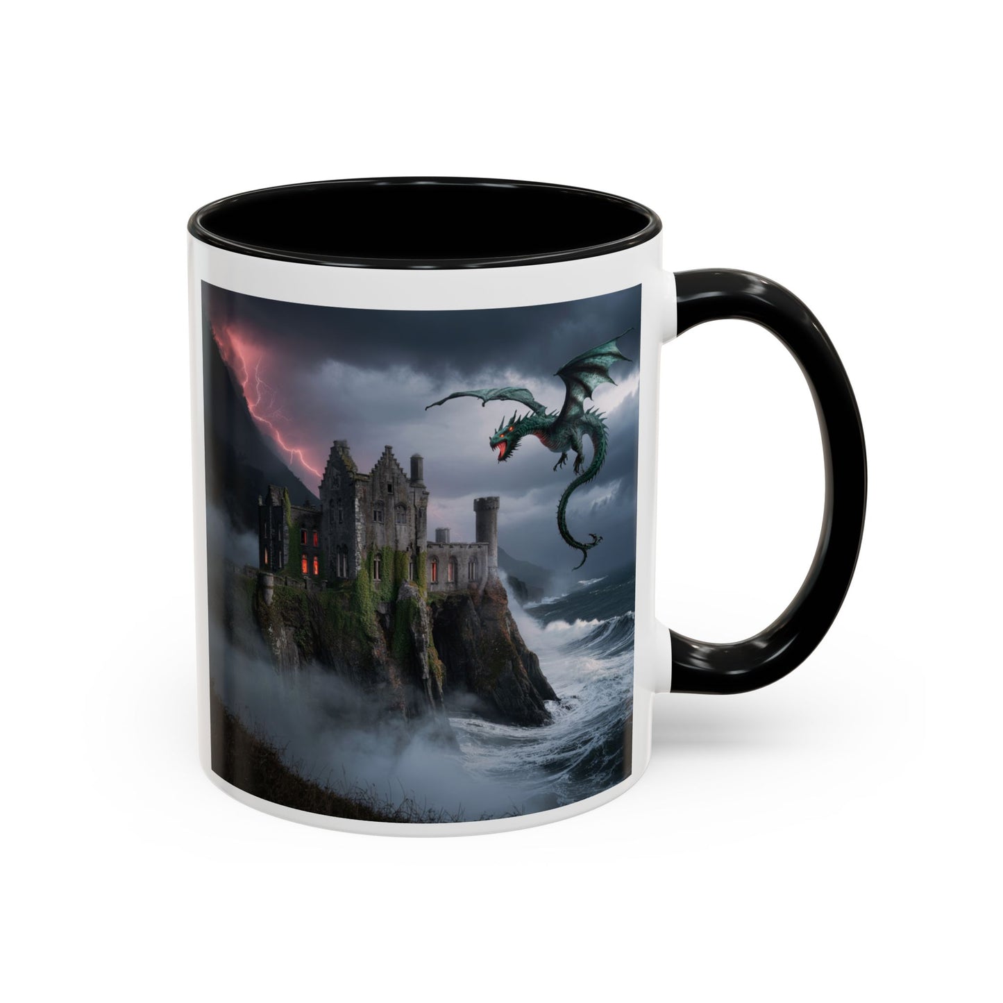 Fantasy Dragon Accent Coffee Mug, Unique Coffee Cup, Magical Gift for Dragon Lovers, Birthday Present, Home Decor for Fantasy Fans