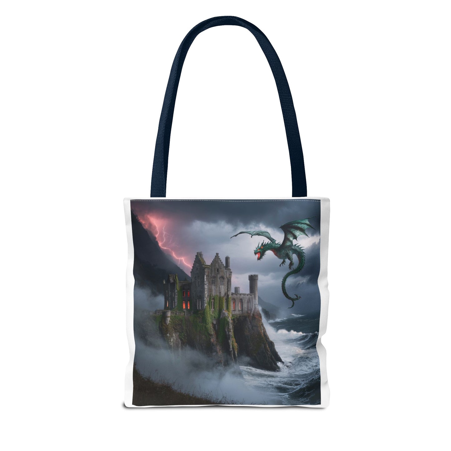 Fantasy Dragon Tote Bag, Magical Castle Design, Perfect for Gifts, Everyday Use, Shopping, Adventure Enthusiasts, Eco-Friendly Style